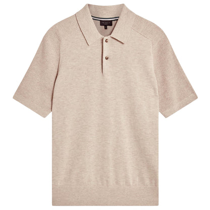 Taupe - Front - Ted Baker Mens Ribbed Raglan Polo Shirt