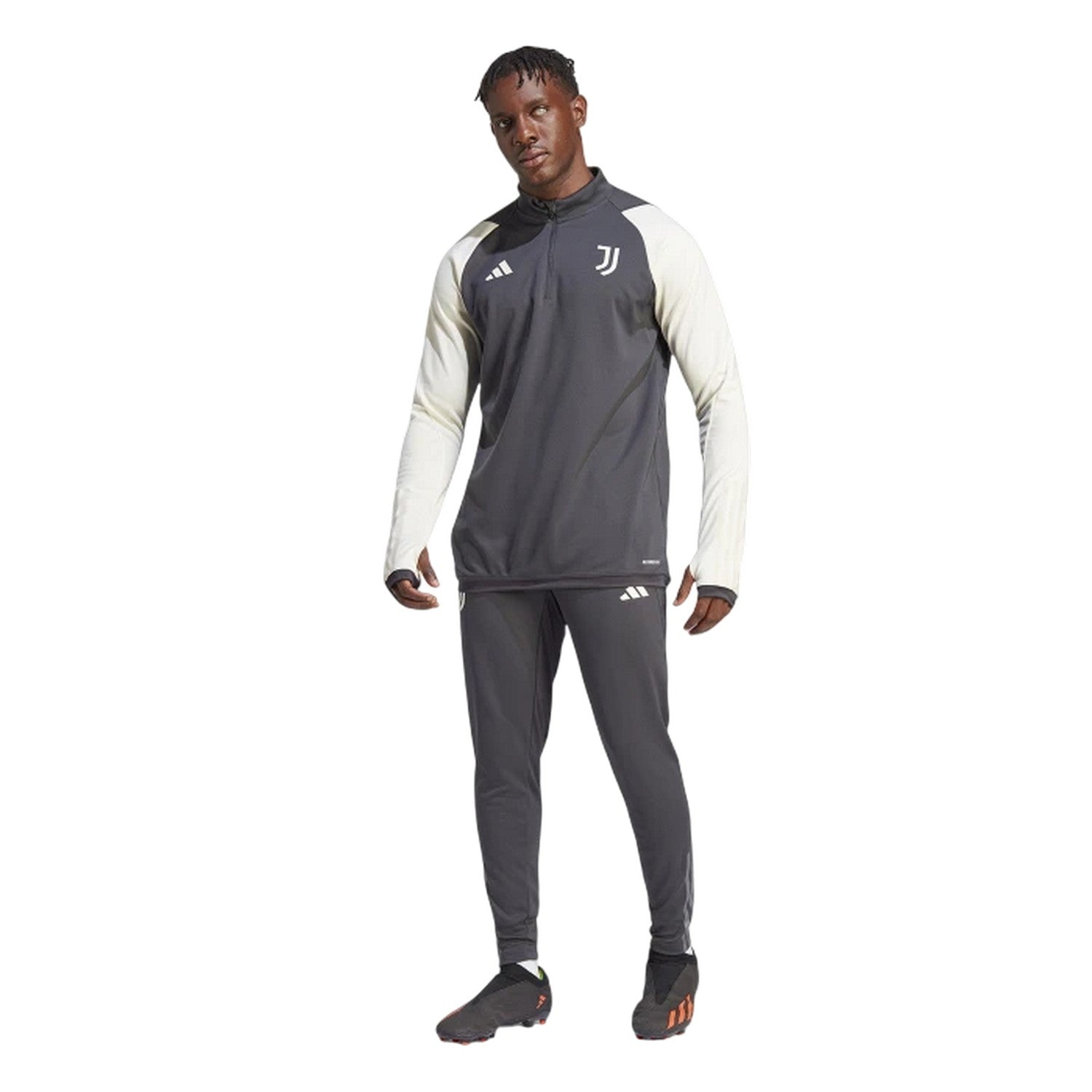Carbon-Creamy White - Close up - Adidas Mens Tiro 23 Pro Juventus FC Training Top