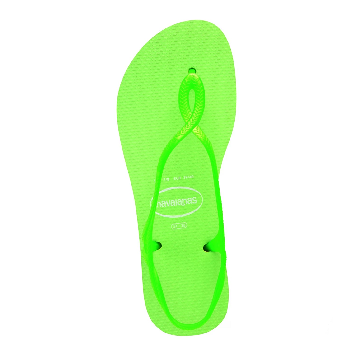 Lemon Green - Side - Havaianas Womens-Ladies Luna Logo Flip Flops