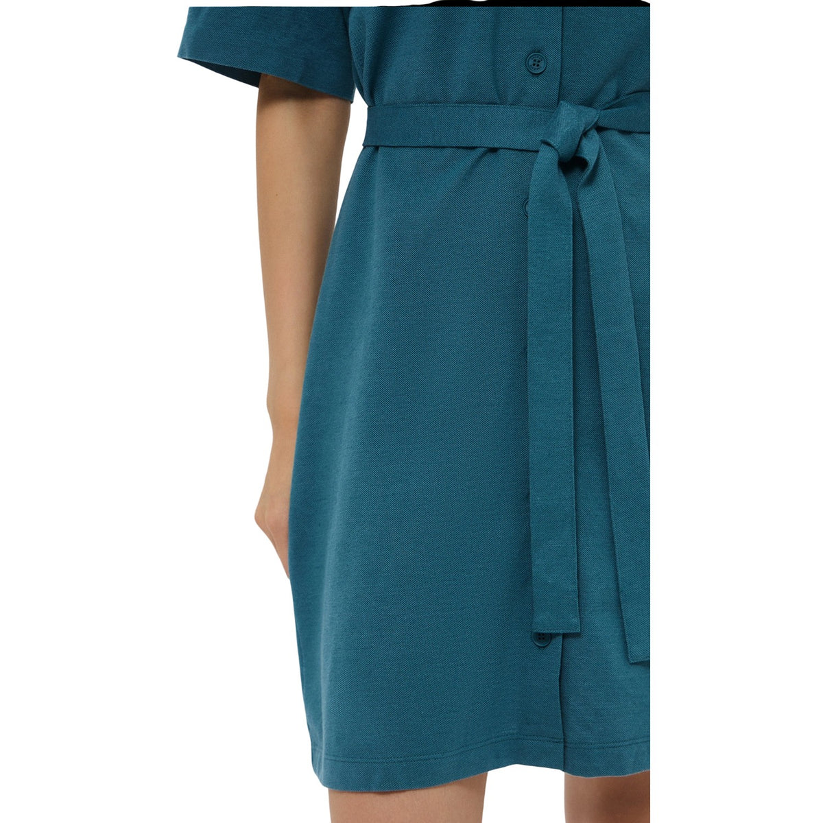 Green - Side - Lacoste Womens-Ladies Cotton Linen Shirt Dress