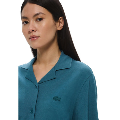 Green - Lifestyle - Lacoste Womens-Ladies Cotton Linen Shirt Dress