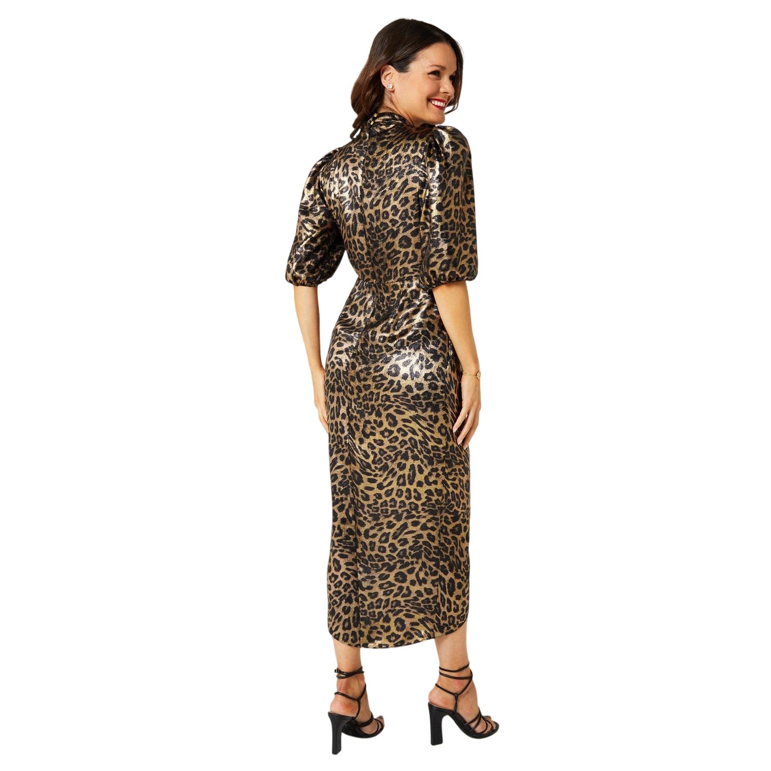 Leopard - Back - Biba Womens-Ladies Tess Daly Leopard Foil Wrap Dress