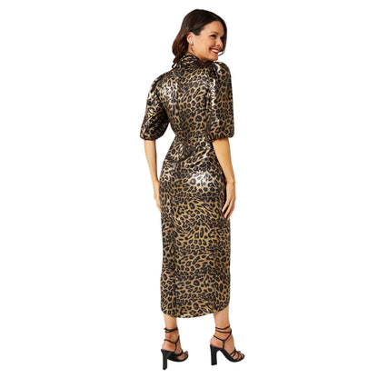 Leopard - Back - Biba Womens-Ladies Tess Daly Leopard Foil Wrap Dress