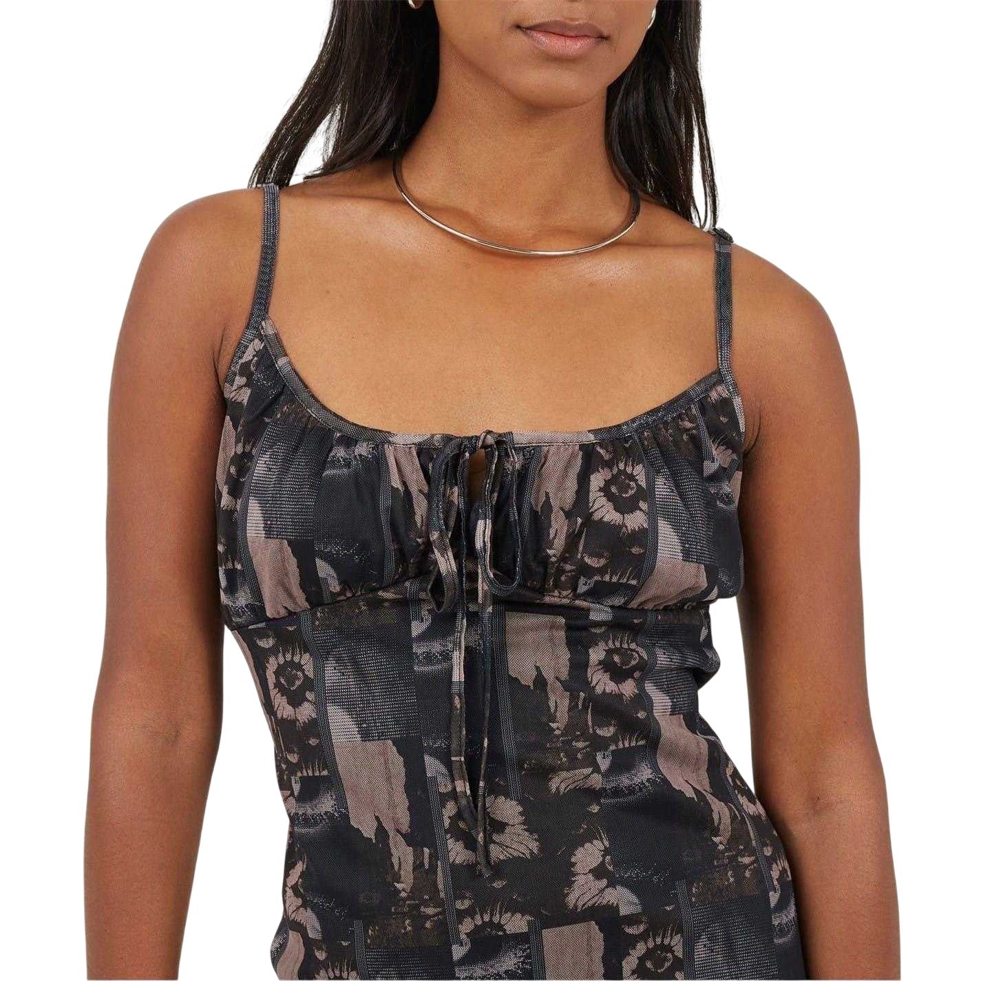 Grey-Black - Side - Brave Soul Womens-Ladies Tie Detail Slim Slip Dress