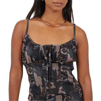Grey-Black - Side - Brave Soul Womens-Ladies Tie Detail Slim Slip Dress