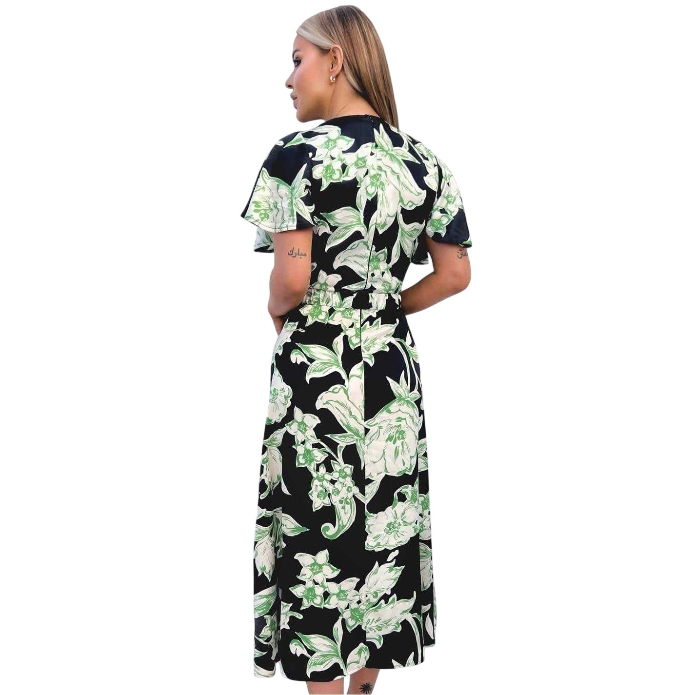 Floral-Multicoloured Print - Back - Ax Womens-Ladies Floral Wrap Dress