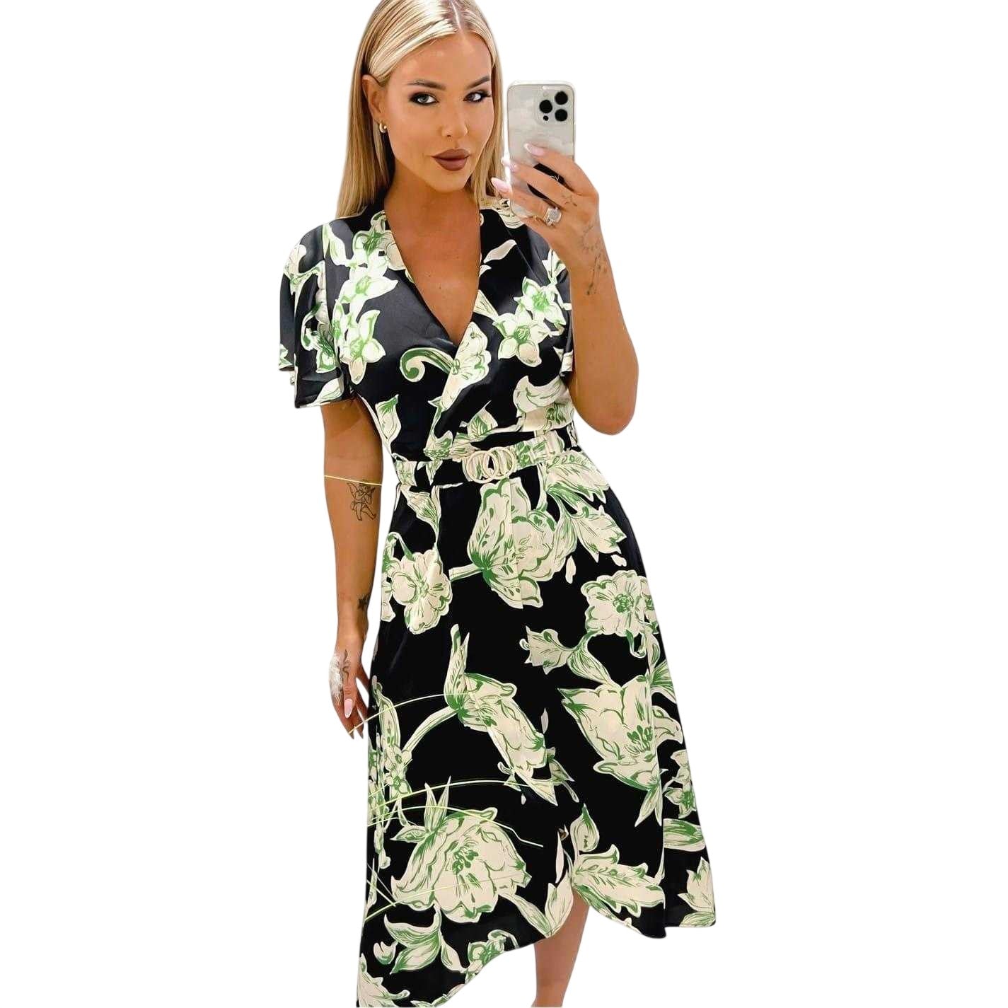 Floral-Multicoloured Print - Lifestyle - Ax Womens-Ladies Floral Wrap Dress