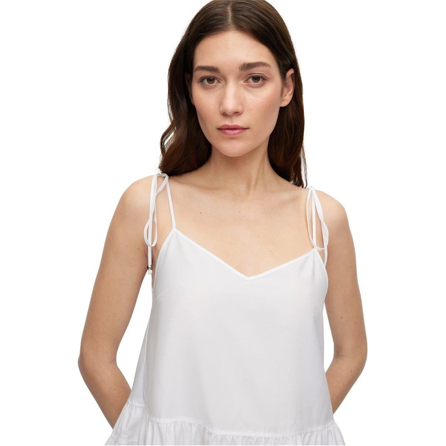 White Print - Side - Boss Womens-Ladies Broderie Maxi Dress