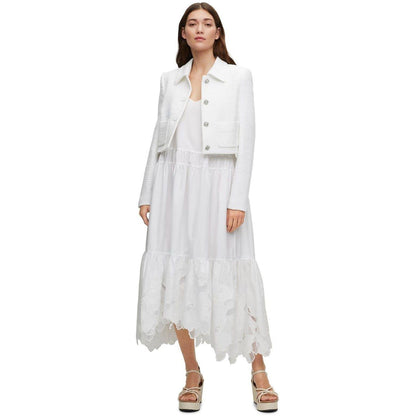 White Print - Pack Shot - Boss Womens-Ladies Broderie Maxi Dress