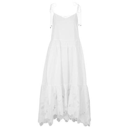 White Print - Front - Boss Womens-Ladies Broderie Maxi Dress
