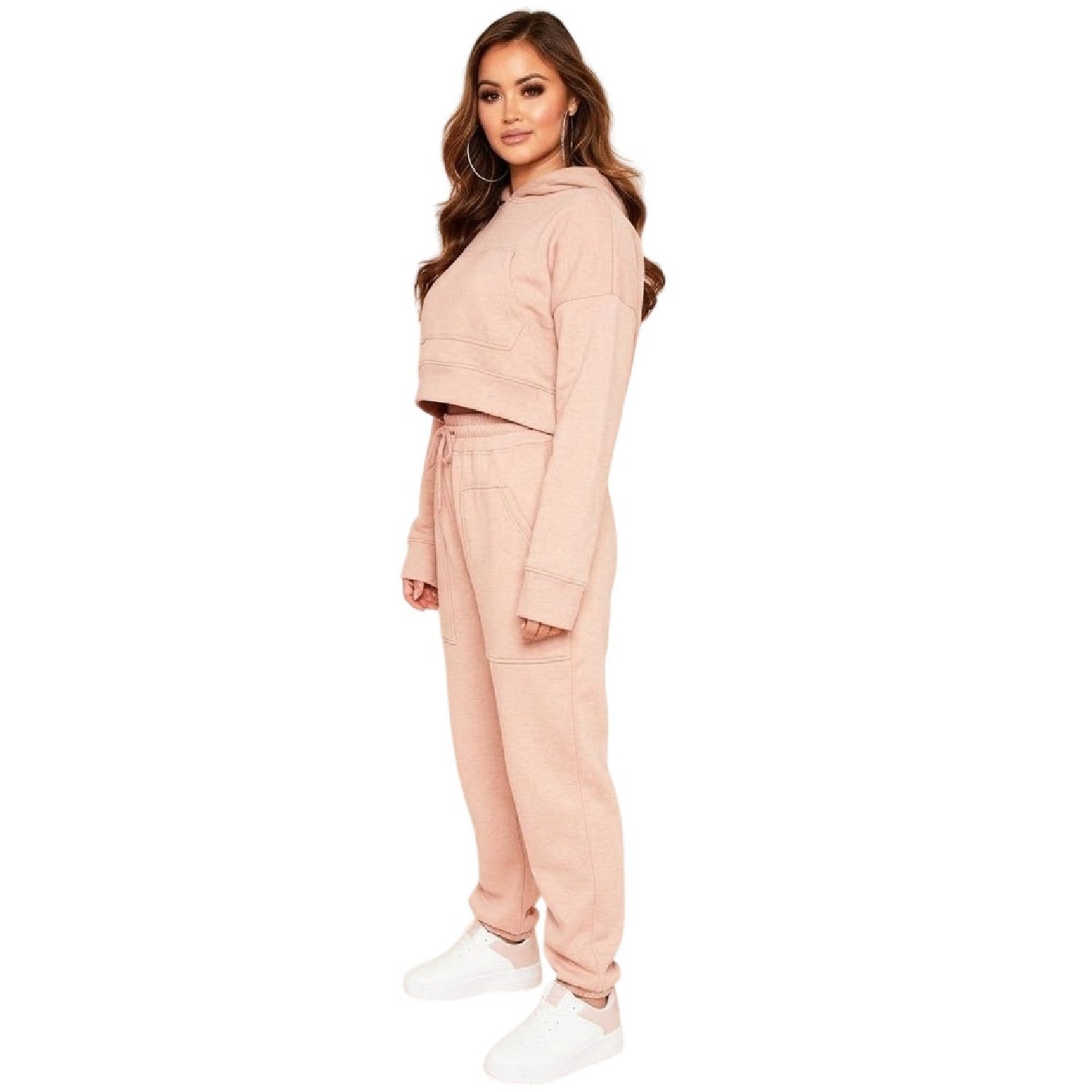 Rose - Side - Missy Empire Womens-Ladies Crop Hoodie