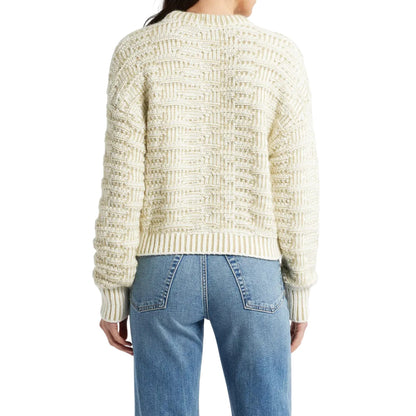 Off White - Back - Boss Womens-Ladies Knitted Ribbed Collar Long-Sleeved Sweater Top