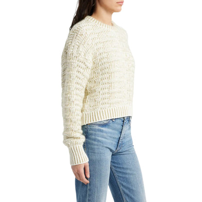 Off White - Lifestyle - Boss Womens-Ladies Knitted Ribbed Collar Long-Sleeved Sweater Top