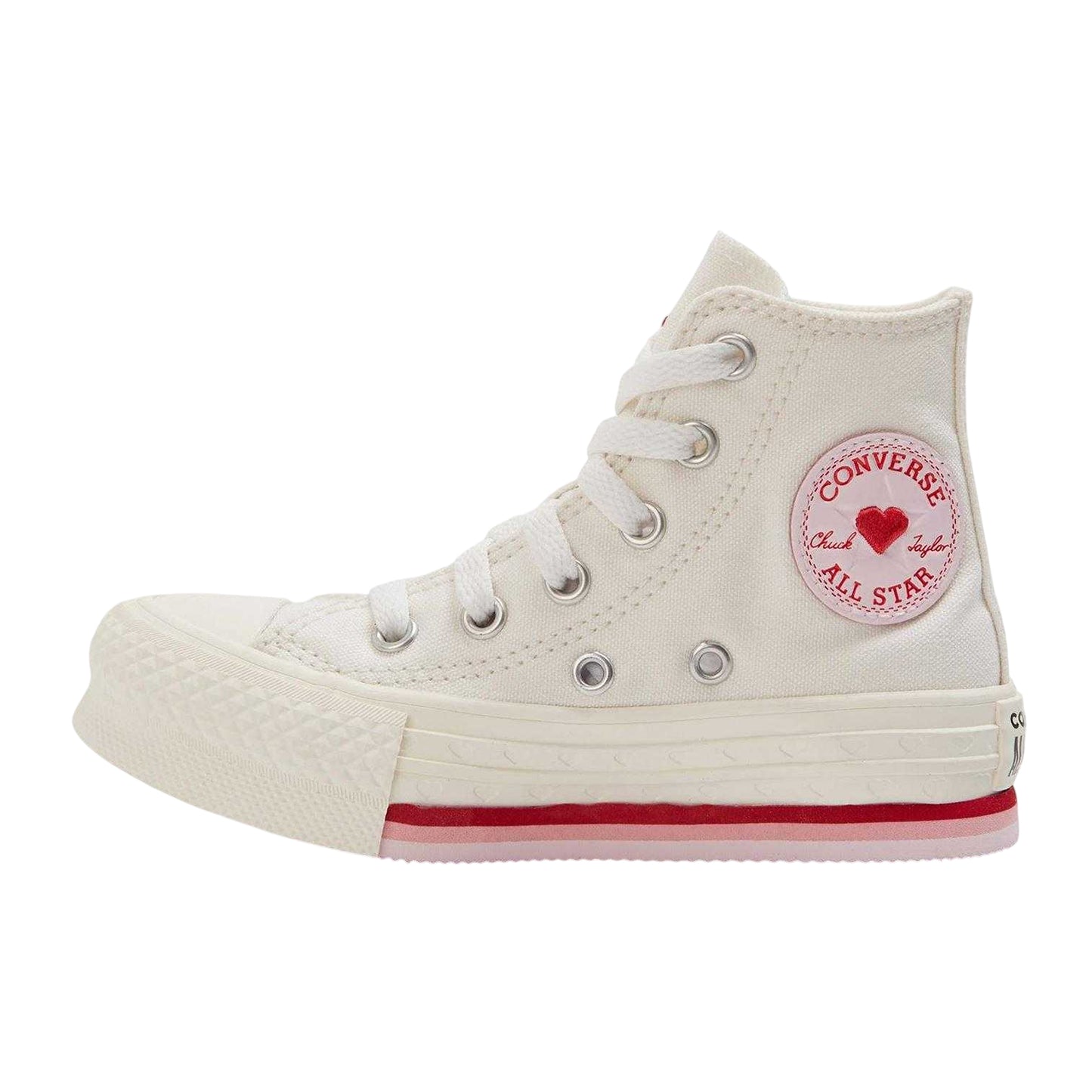 Vintage White - Back - Converse Childrens-Kids Taylor All Star Lift Platform Valentine`s Day Trainers
