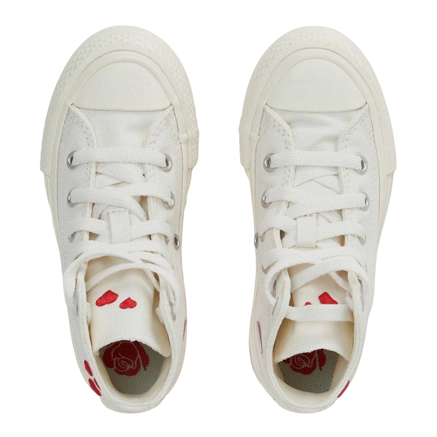Vintage White - Side - Converse Childrens-Kids Taylor All Star Lift Platform Valentine`s Day Trainers