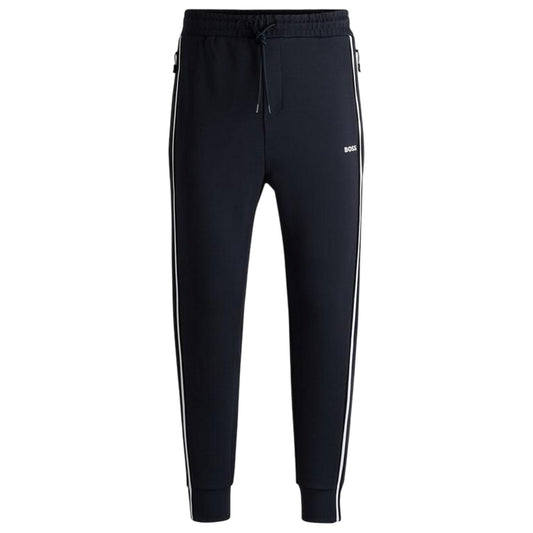 Dark Blue - Front - Boss Mens Hadiko Side Stripe Regular Jogging Bottoms