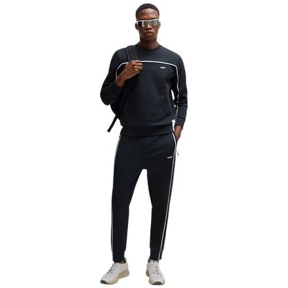 Dark Blue - Side - Boss Mens Hadiko Side Stripe Regular Jogging Bottoms