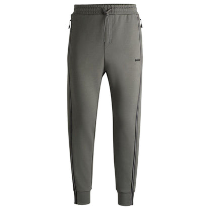 Pastel Grey - Front - Boss Mens Hadiko Side Stripe Regular Jogging Bottoms