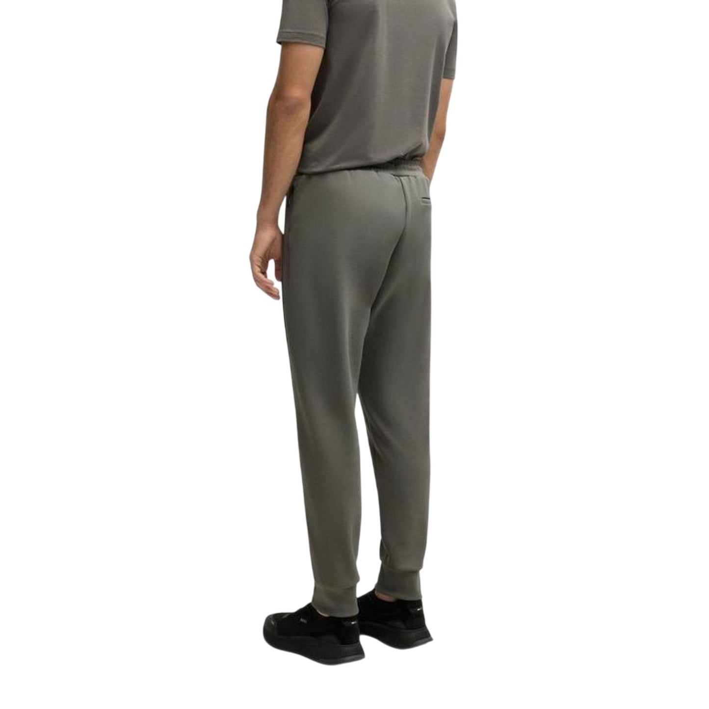 Pastel Grey - Back - Boss Mens Hadiko Side Stripe Regular Jogging Bottoms