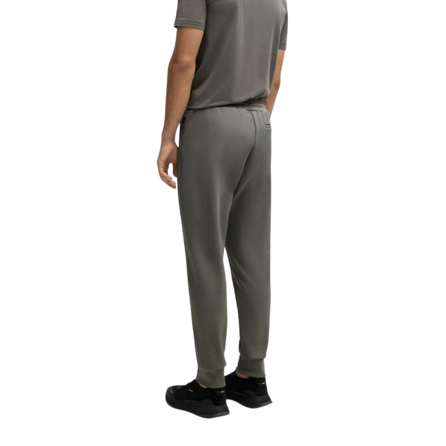 Pastel Grey - Back - Boss Mens Hadiko Side Stripe Regular Jogging Bottoms