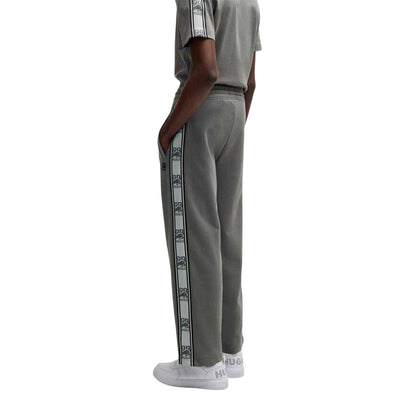 Grey - Back - Hugo Mens Racing Bulls Tape Jogging Bottoms