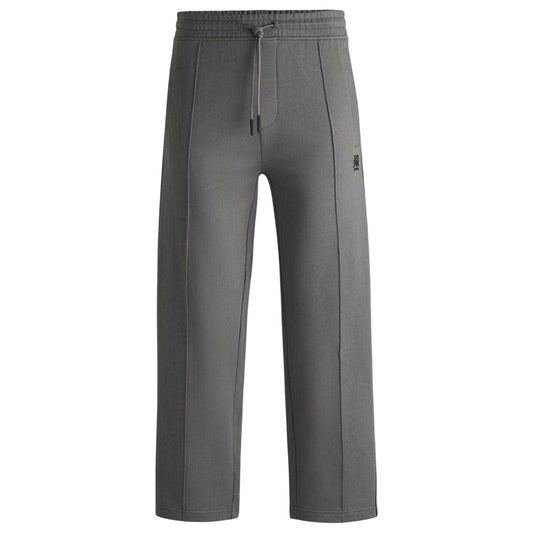 Grey - Front - Hugo Mens Racing Bulls Tape Jogging Bottoms