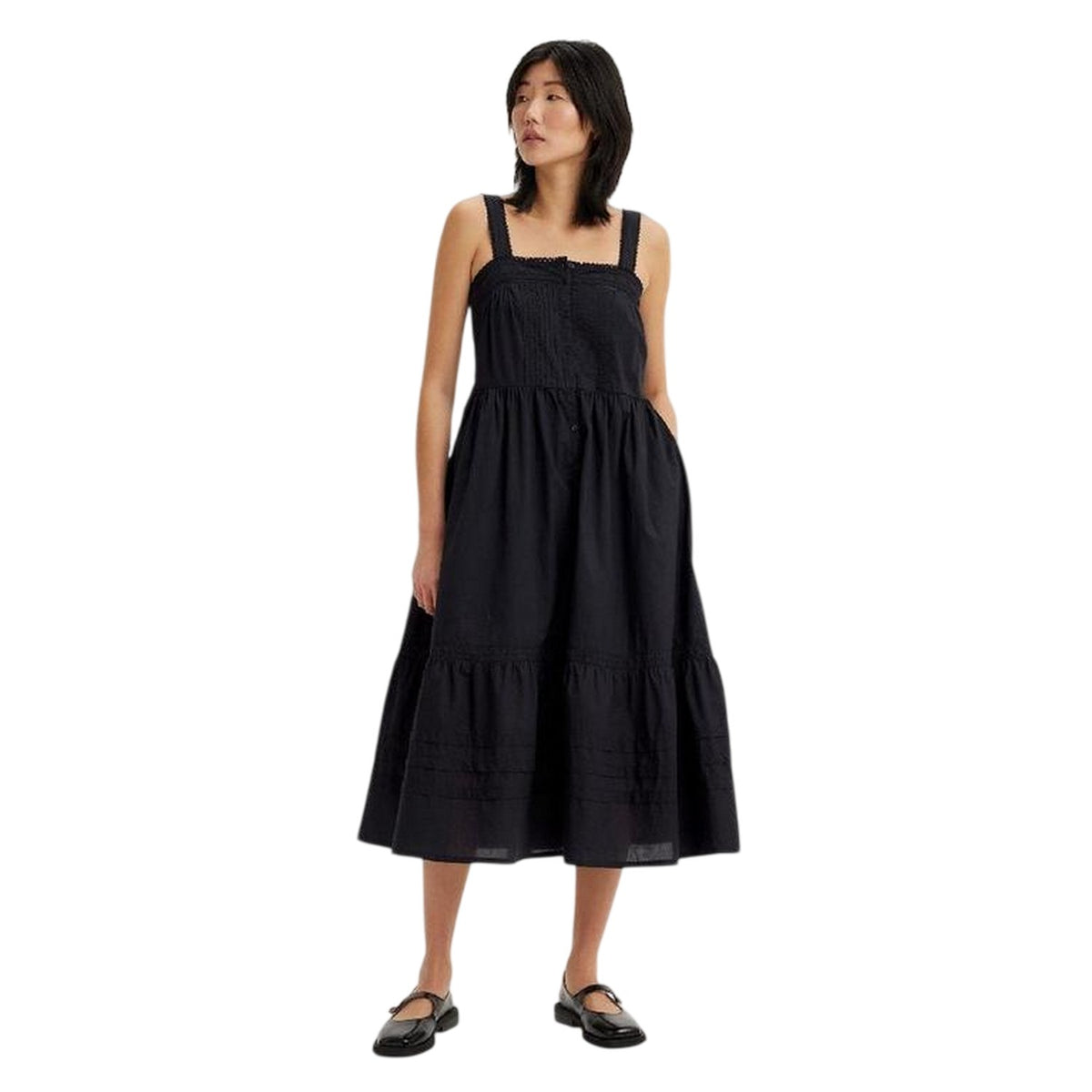 Caviar - Side - Levis Womens-Ladies Square Neck Sleeveless Midi Dress