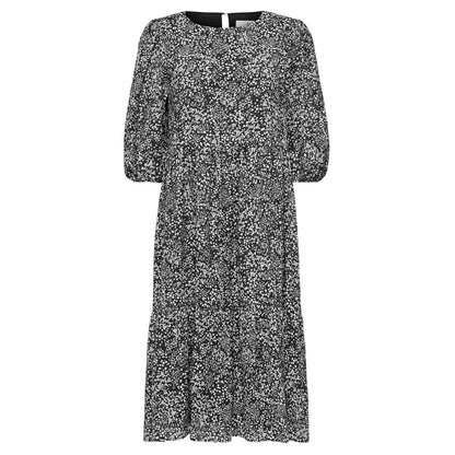 Black Print - Front - Select Womens-Ladies Femme Midi Dress
