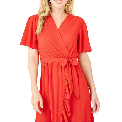 Red - Lifestyle - Mela London Womens-Ladies Flutter Wrap Dress