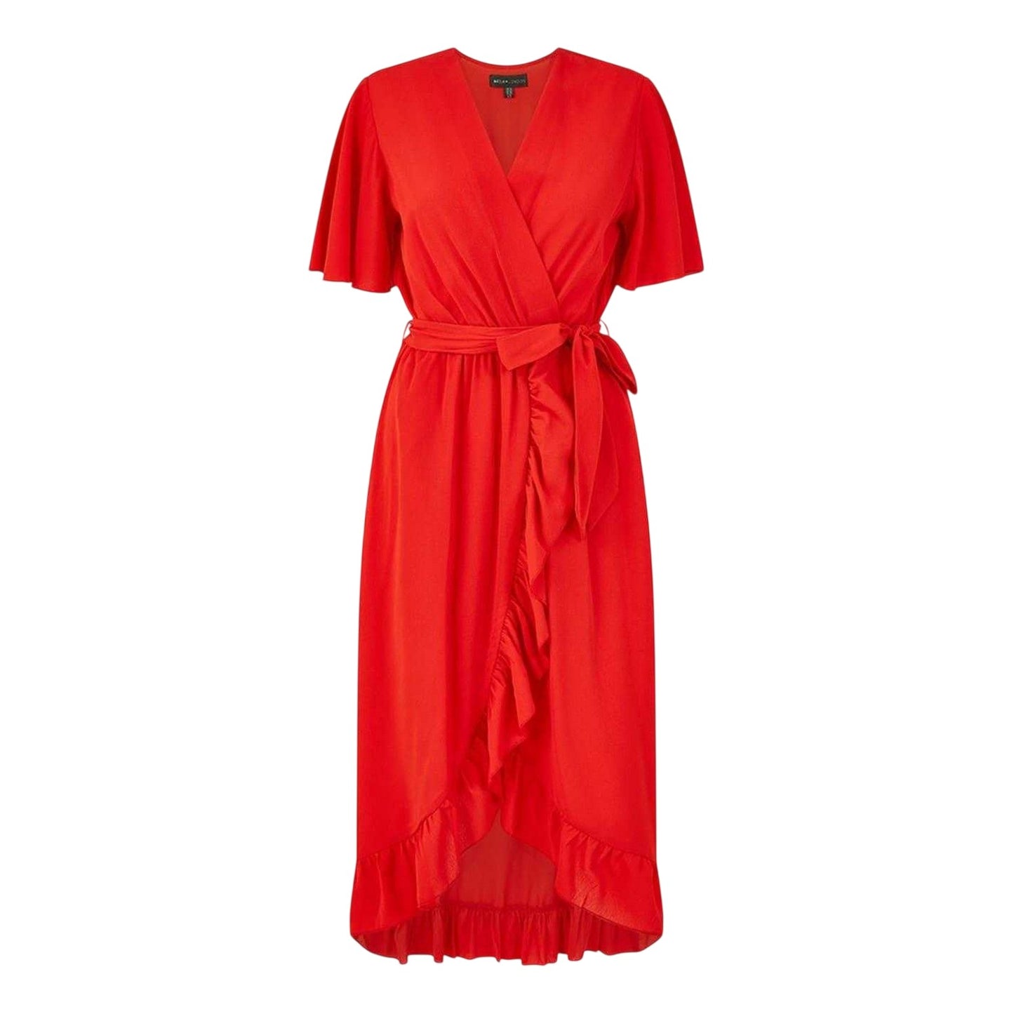 Red - Front - Mela London Womens-Ladies Flutter Wrap Dress