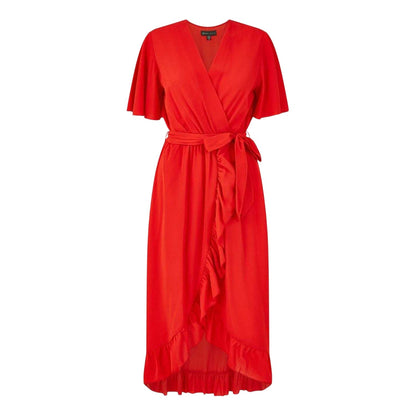 Red - Front - Mela London Womens-Ladies Flutter Wrap Dress