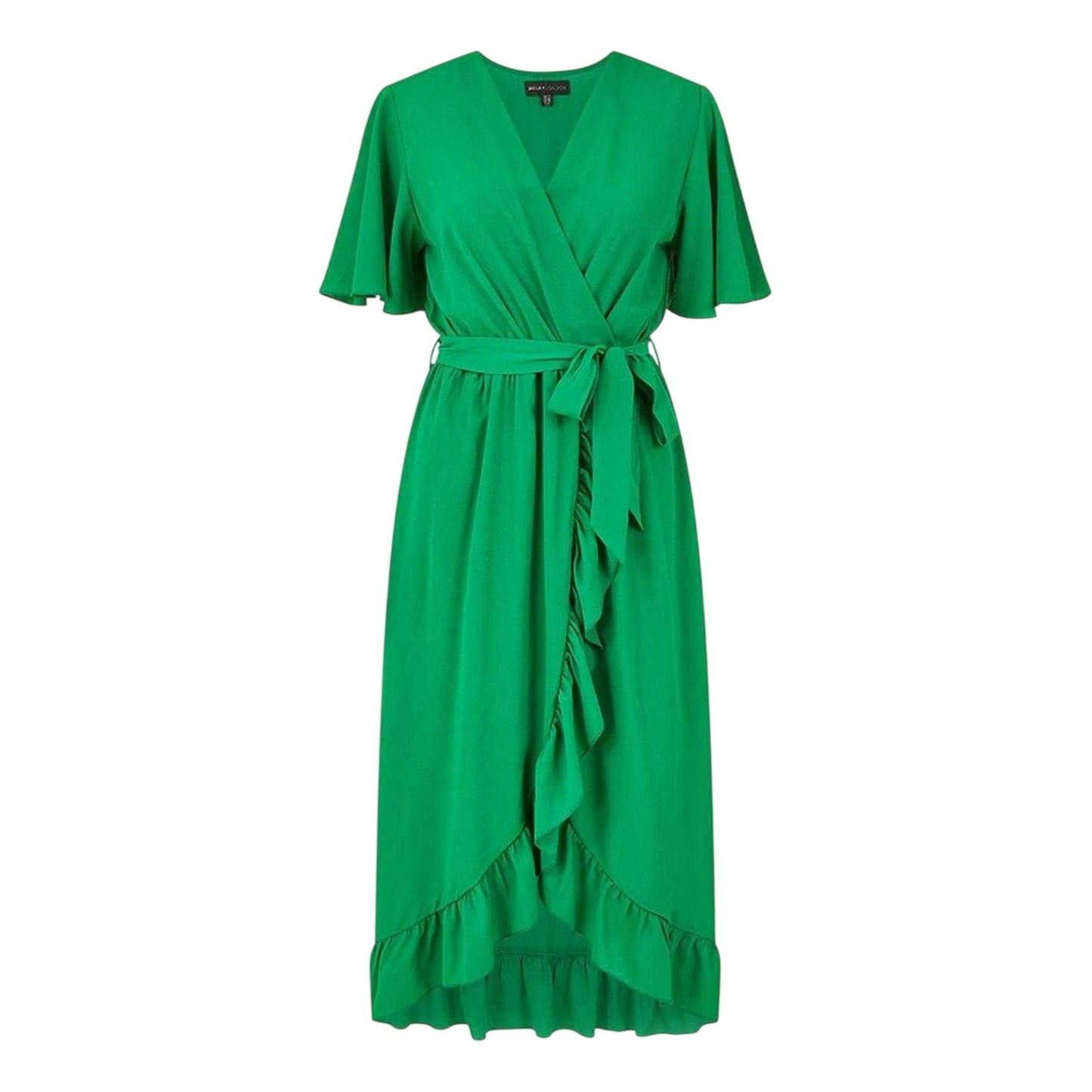 Bright Green - Front - Mela London Womens-Ladies Flutter Wrap Dress