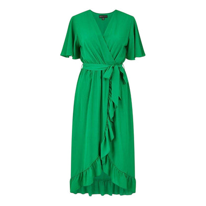 Bright Green - Front - Mela London Womens-Ladies Flutter Wrap Dress