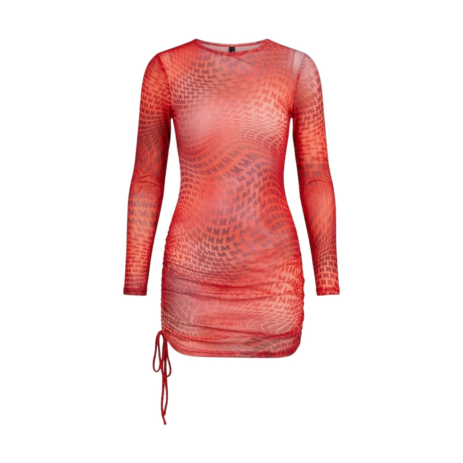 Red - Front - Missy Empire Womens-Ladies Snake Print Mesh Long-Sleeved Mini Dress