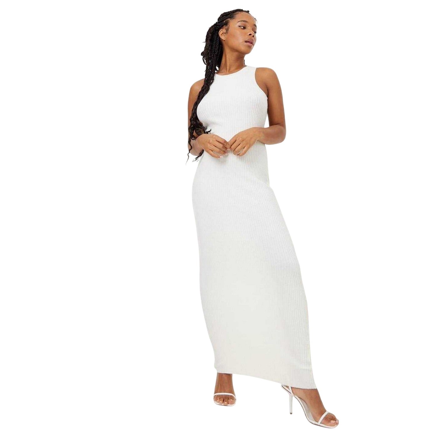Vintage White - Front - Jack Wills Womens-Ladies Knitted Racer Maxi Dress