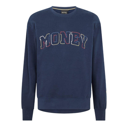 Navy - Front - Money Mens Embroidered Logo Sweatshirt