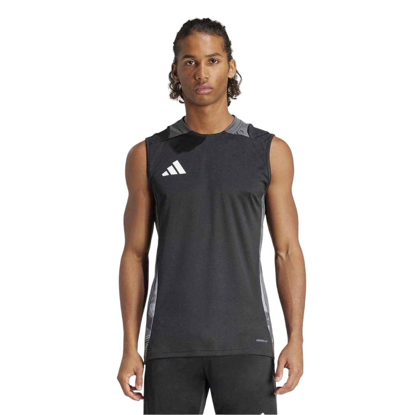 Black-Dark Grey - Side - Adidas Mens Tiro 24 Competition Sleeveless Training Jersey