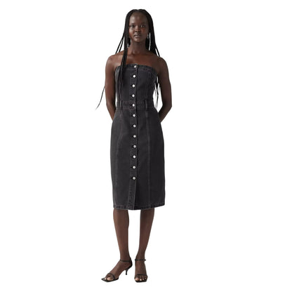 Black - Side - Levis Womens-Ladies Denim Midi Dress