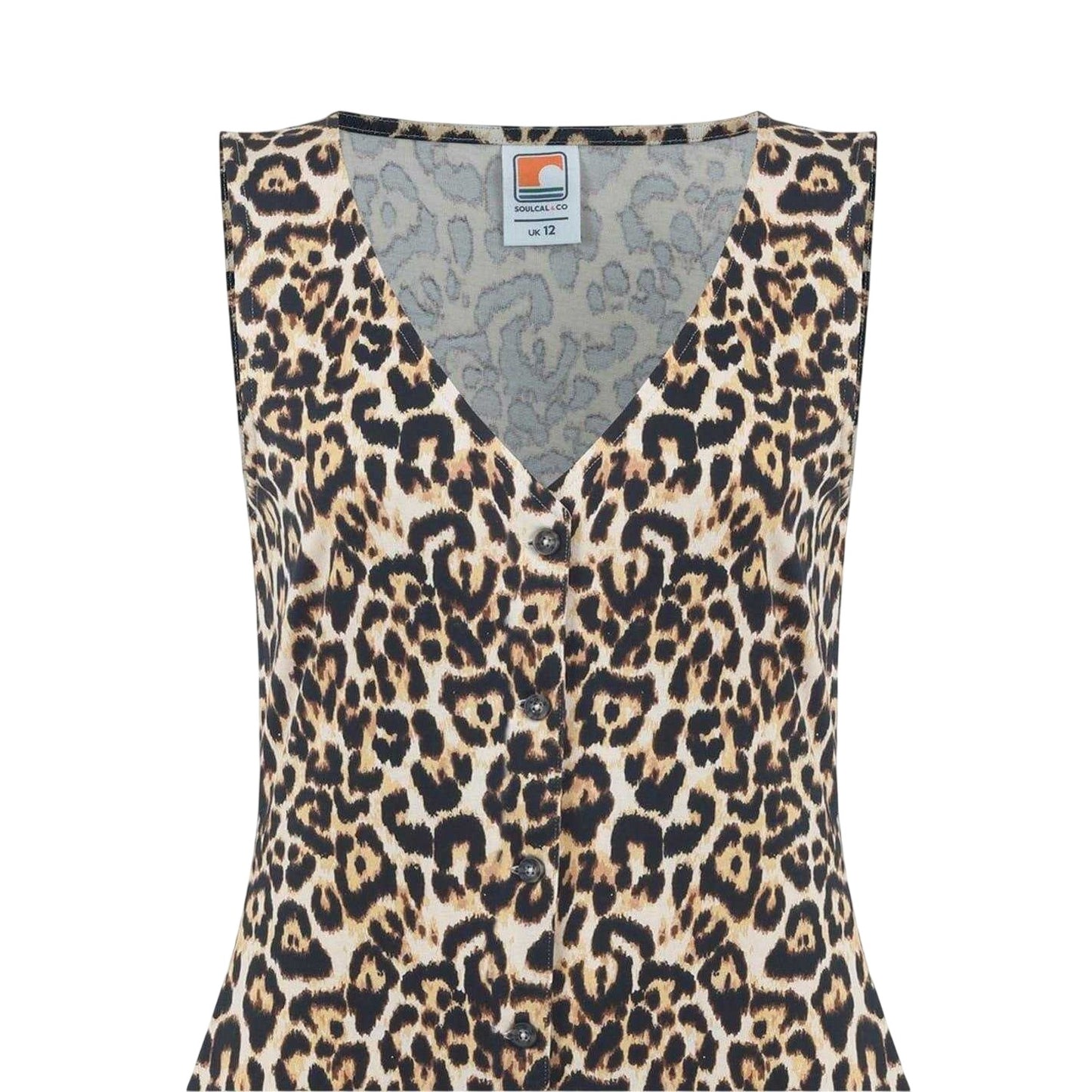 Leopard - Side - SoulCal Womens-Ladies V Neck Sleeveless Midi Dress