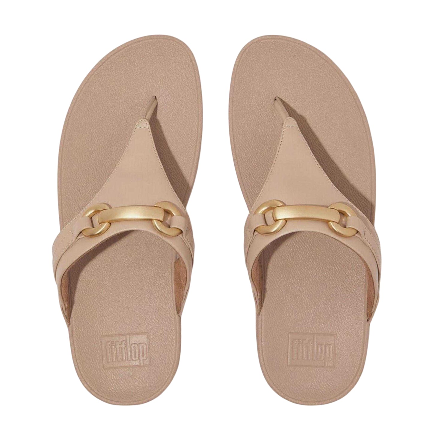 Beige - Side - FitFlop Womens-Ladies Chunky Leather Snaffle Flatform Sandals
