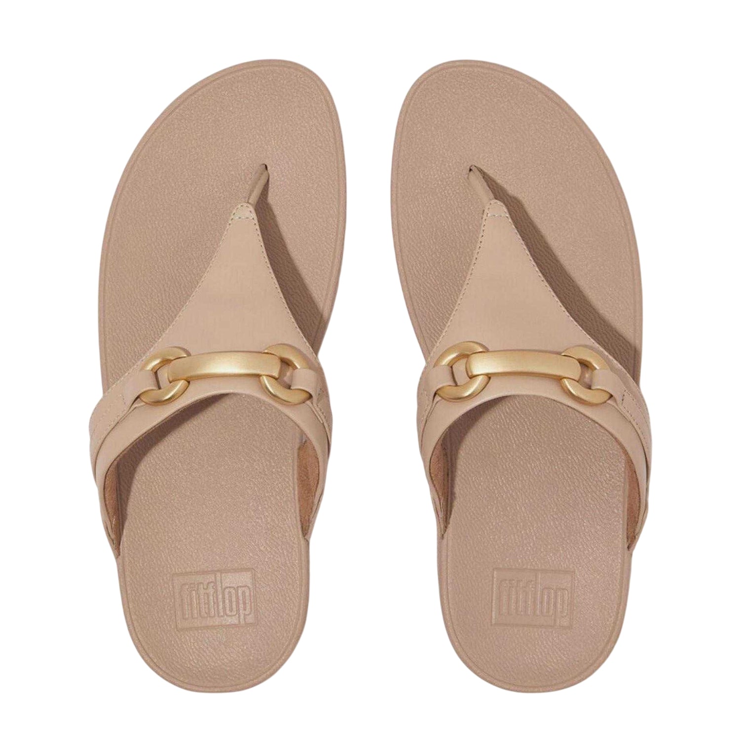 Beige - Side - FitFlop Womens-Ladies Chunky Leather Snaffle Flatform Sandals