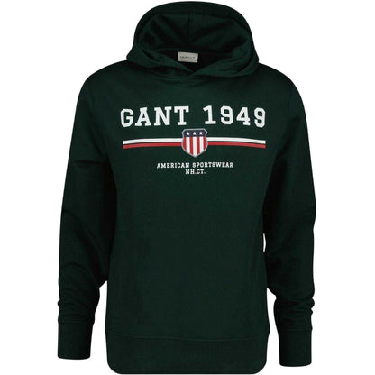 Tartan Green - Front - Gant Mens 1949 Graphic Print Drawstring Hoodie