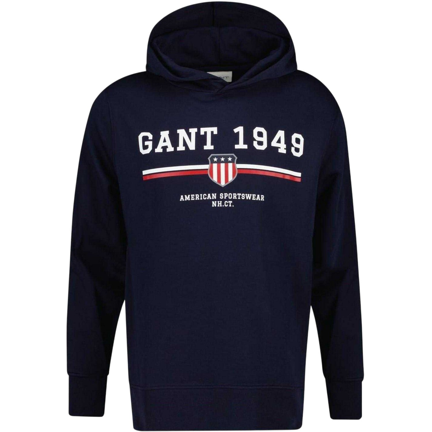 Evening Blue - Front - Gant Mens 1949 Graphic Print Drawstring Hoodie