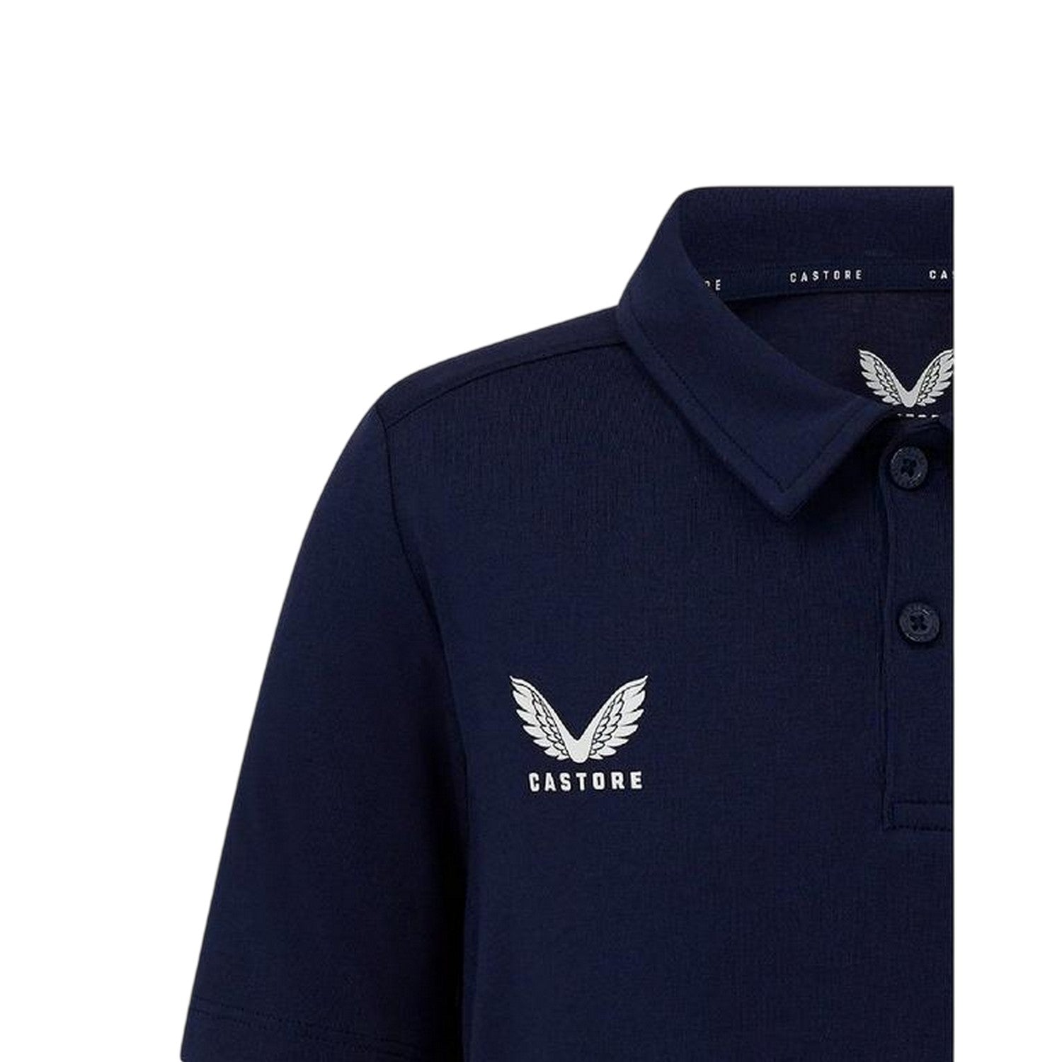 Peacoat - Side - Castore Childrens-Kids Chest Logo Short-Sleeved Polo Shirt