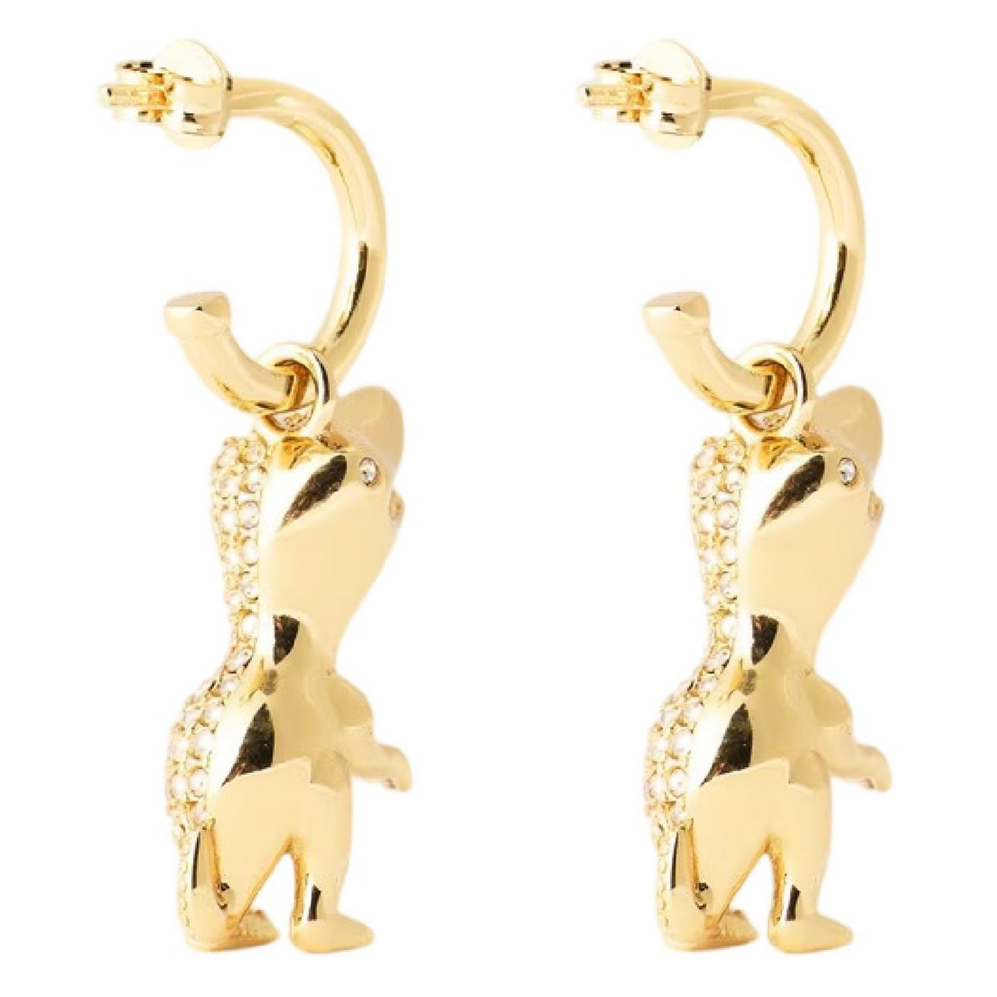 Gold - Back - Coach Crystal T-Rex Earrings