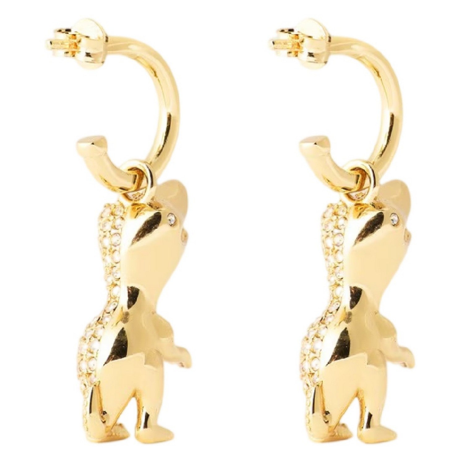 Gold - Back - Coach Crystal T-Rex Earrings