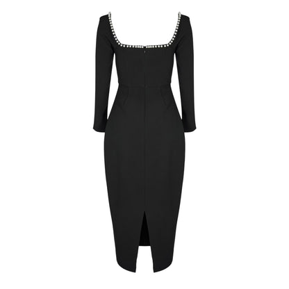 Black - Back - Muse Womens-Ladies The Ultimate Muse Pearl Midi Dress