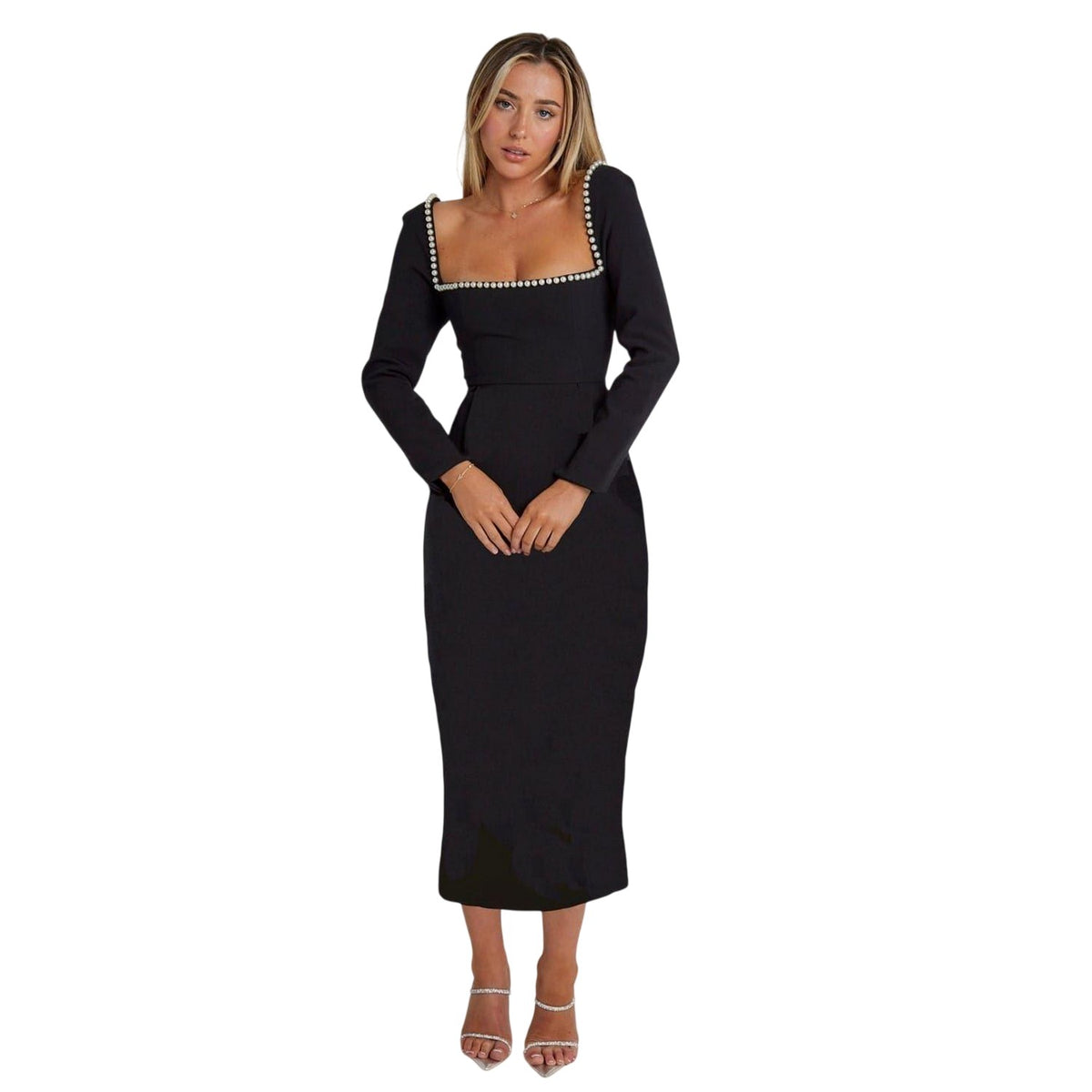 Black - Side - Muse Womens-Ladies The Ultimate Muse Pearl Midi Dress
