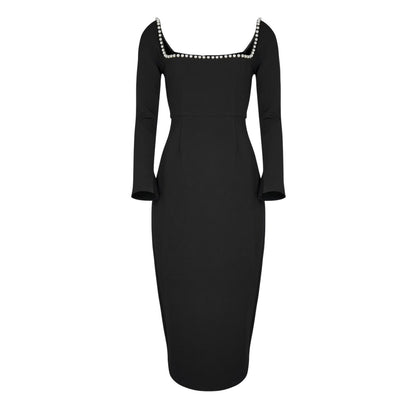 Black - Front - Muse Womens-Ladies The Ultimate Muse Pearl Midi Dress