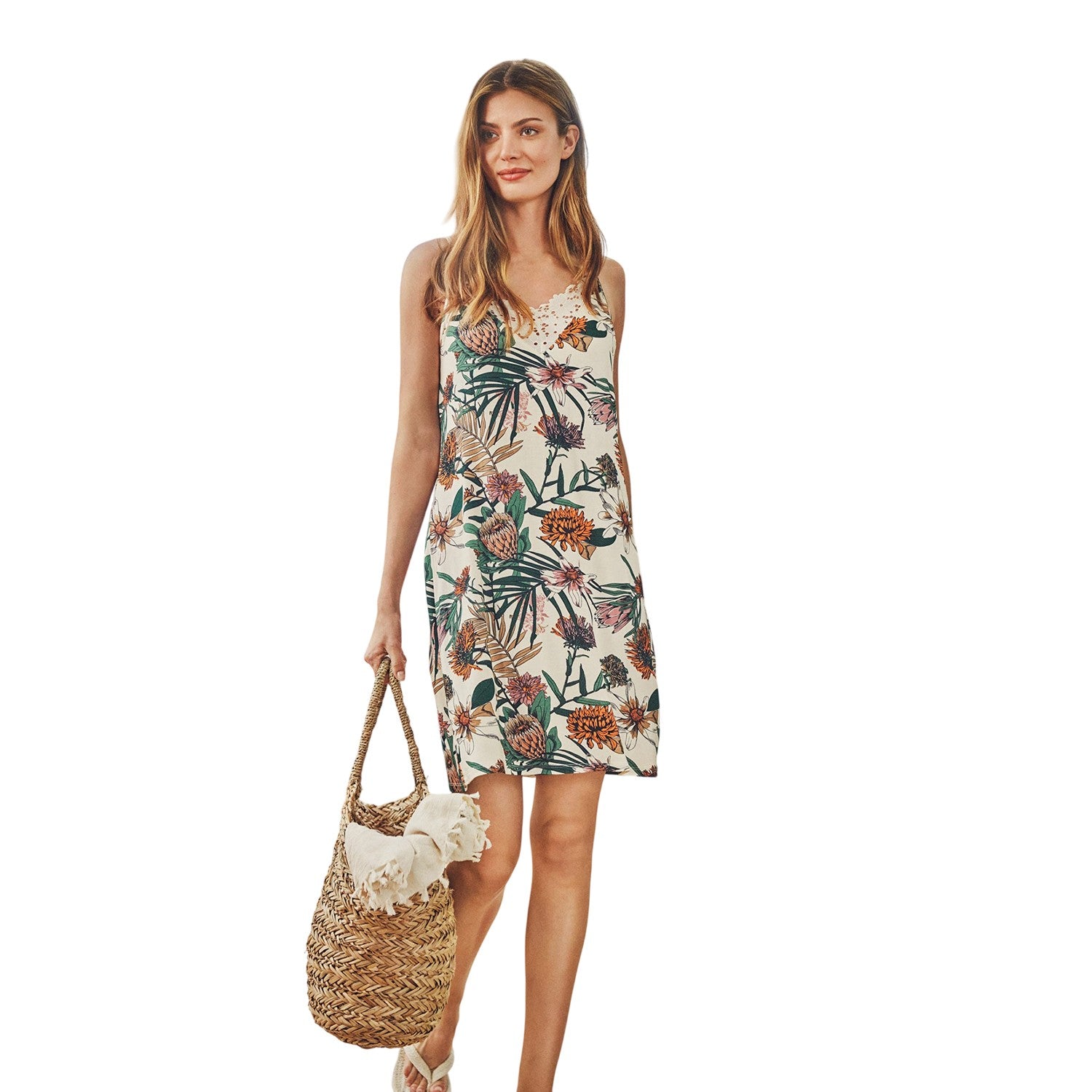 Snow White - Side - CCDK Copenhagen Womens-Ladies Melissa Protea Lace Detail Slip Dress